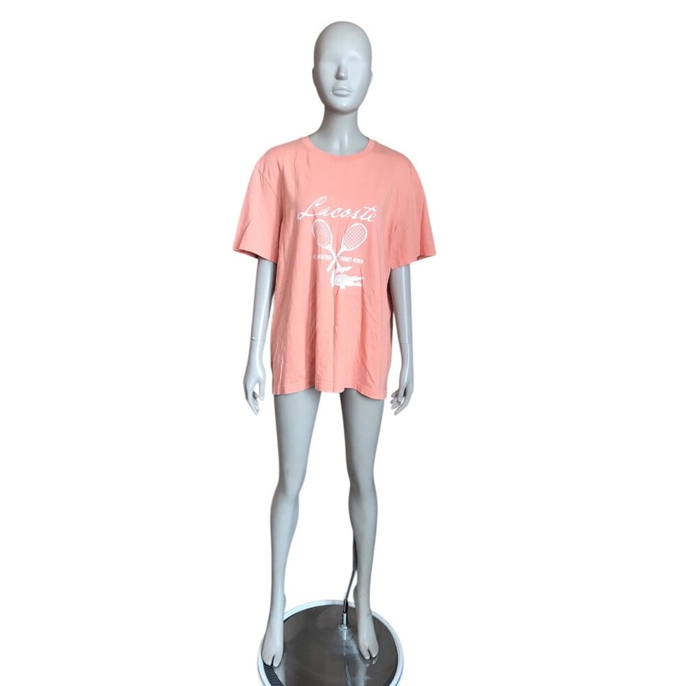 Lacoste Orange and White Short Sleeve Top